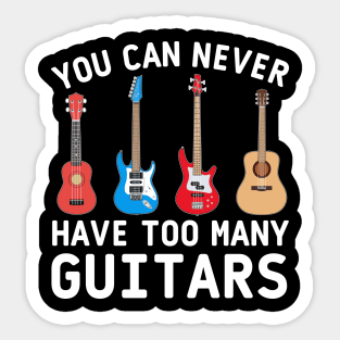 Guitar ukulele bass acoustic classic electric white text Sticker